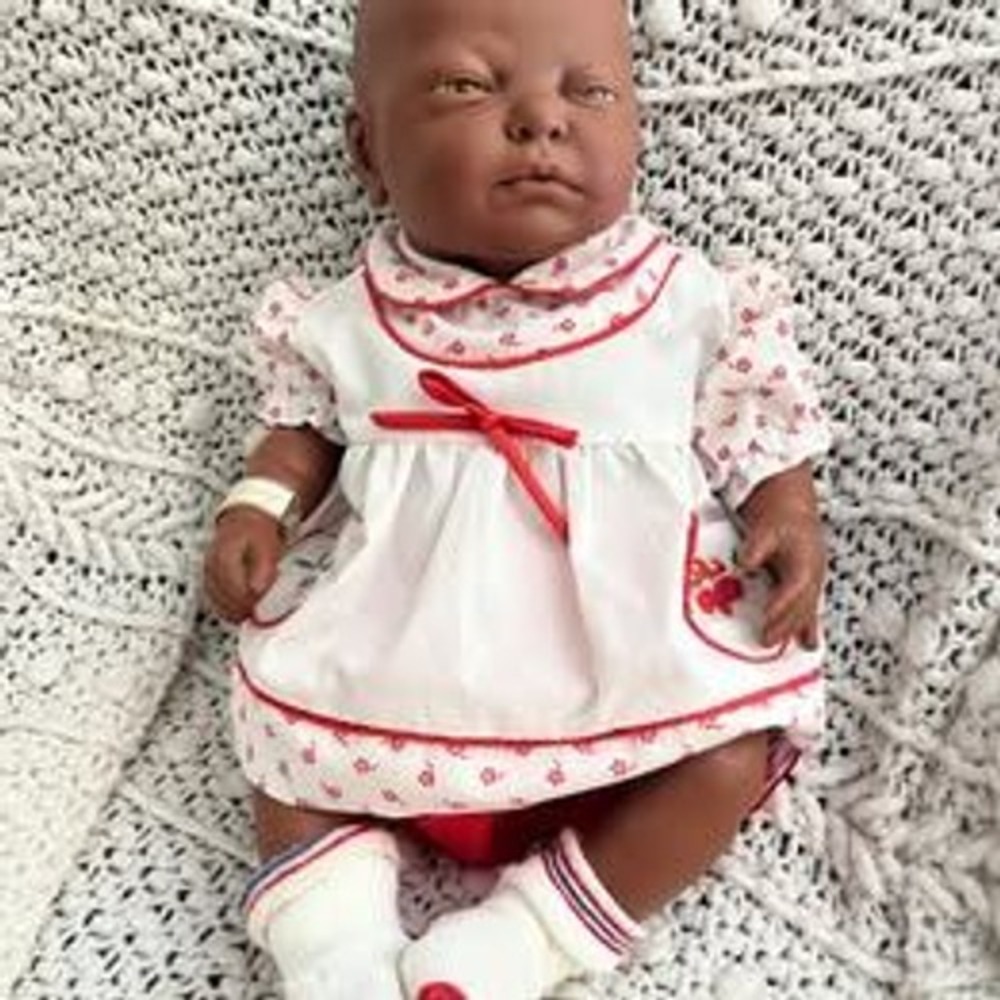 Vintage 1980s Berjusa Reborn Newborn Black Baby Girl Lifelike Doll Toy